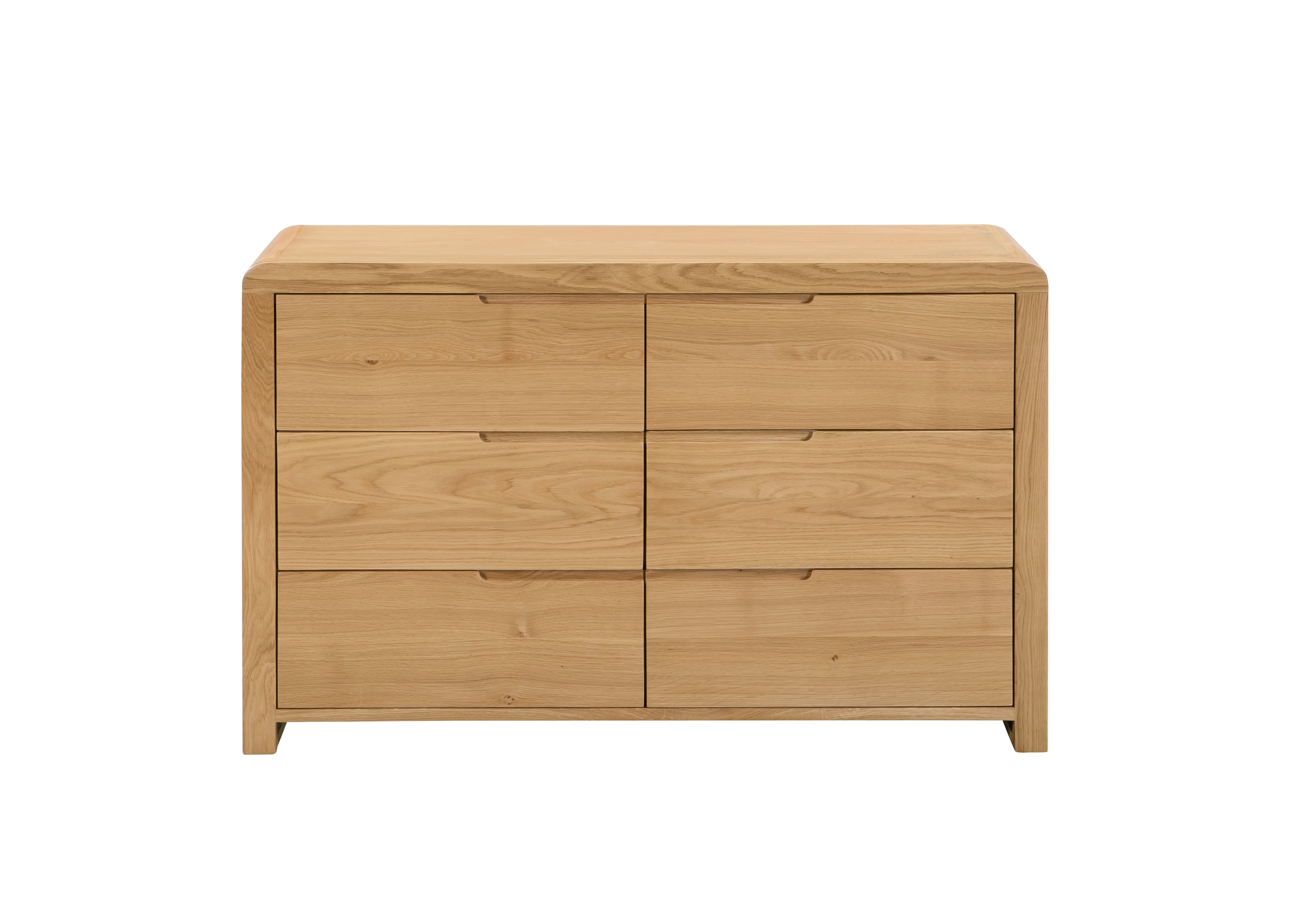Curve Natural Oak Wood Chest of Drawers | 6 Drawers